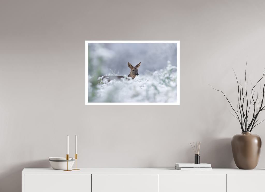 75 x 50 cm, Tirage anti reflets protégé - Bordures 2cm Premier jour de neige