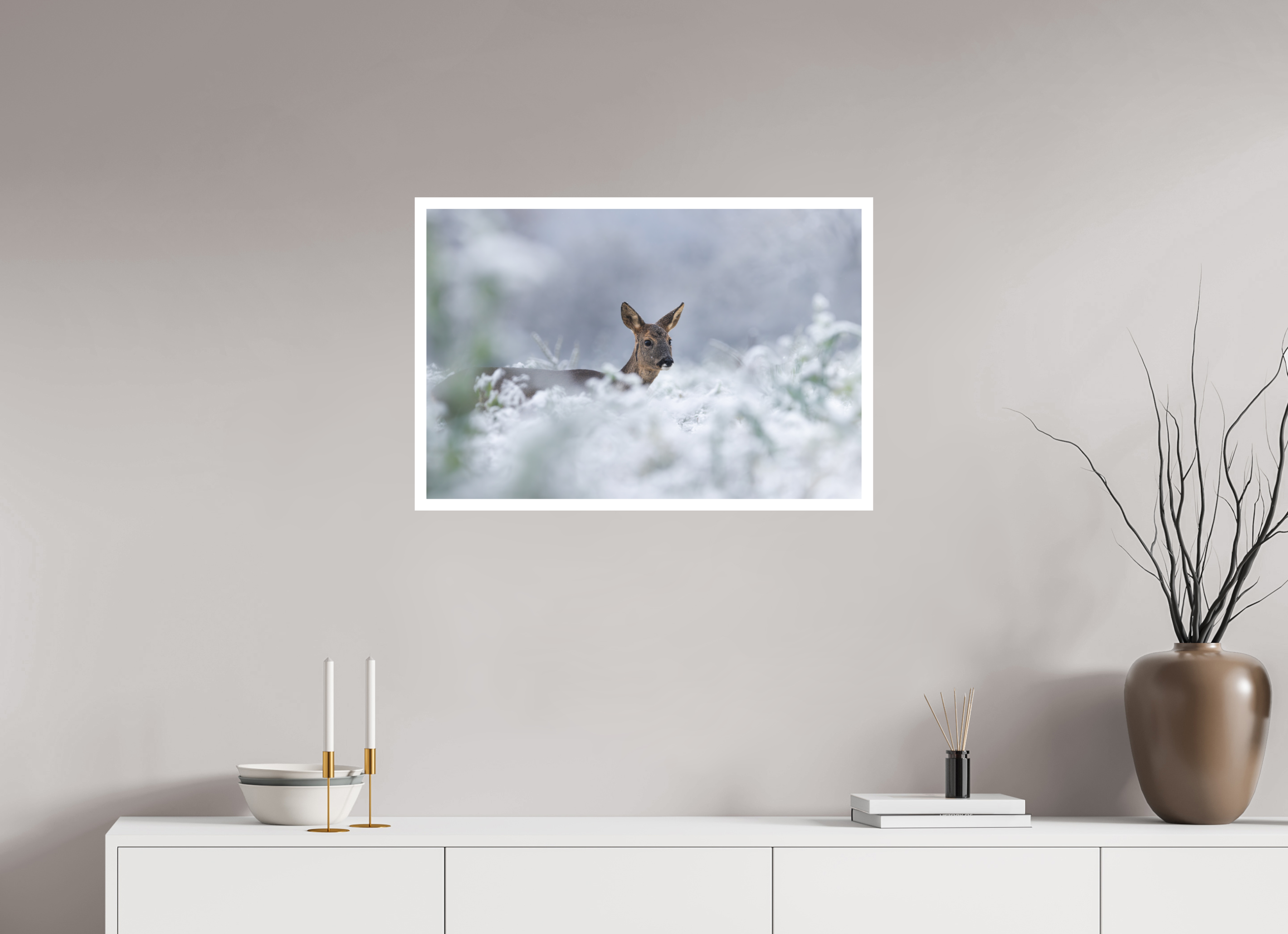 75 x 50 cm, Tirage anti reflets protégé - Bordures 2cm Premier jour de neige