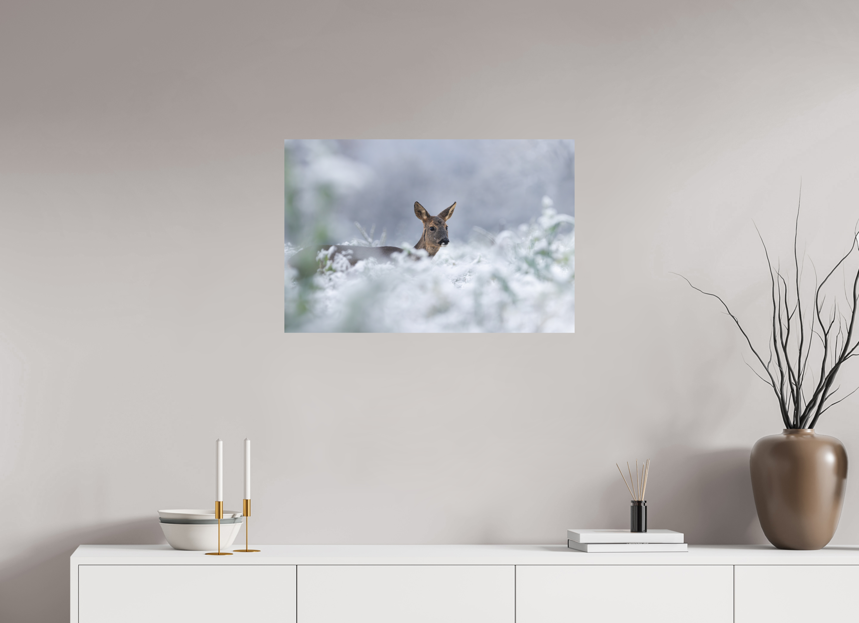 75 x 50 cm, Tirage anti reflets protégé - Sans bordures Premier jour de neige