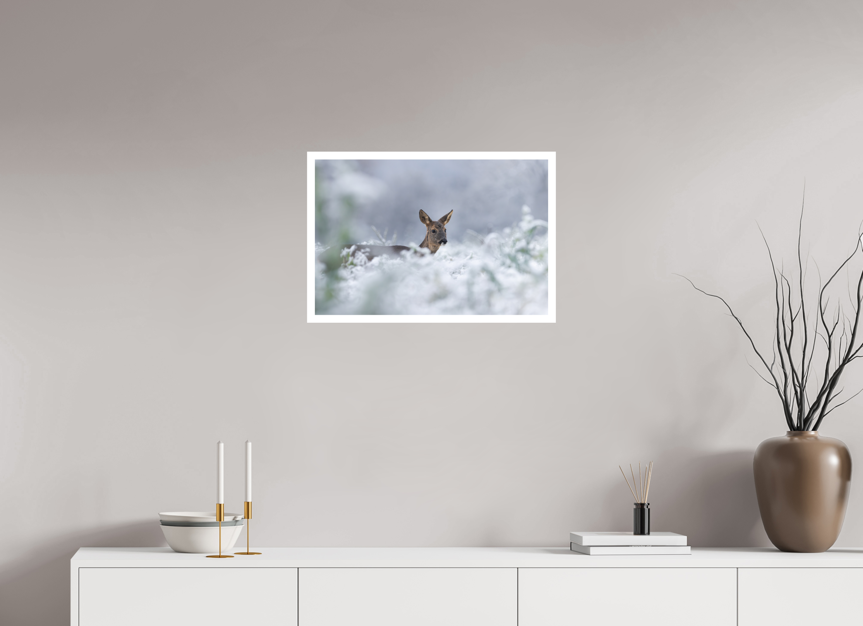 60 x 40 cm, Tirage anti reflets protégé - Bordures 2cm Premier jour de neige