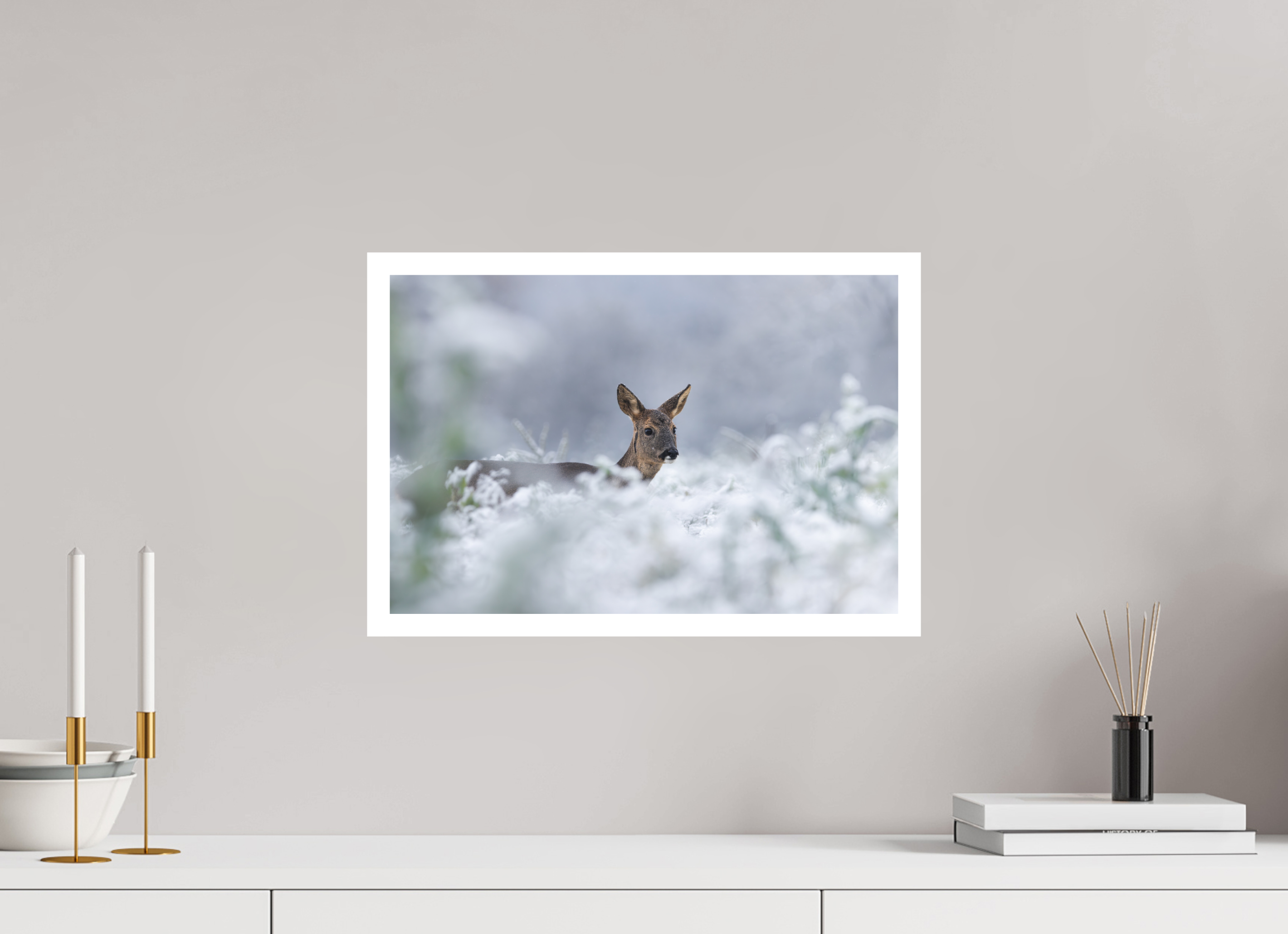 45 x 30 cm, Tirage anti reflets protégé - Bordures 2cm Premier jour de neige